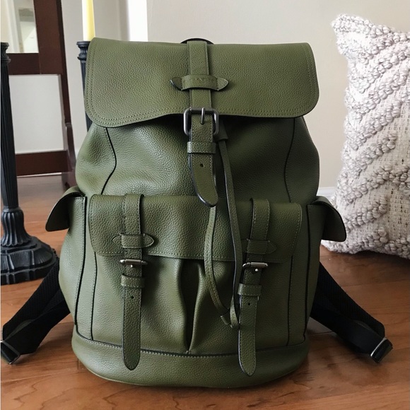 Coach Hudson Leather Backpack, Olive Green, F36811 - Picture 4 of 16